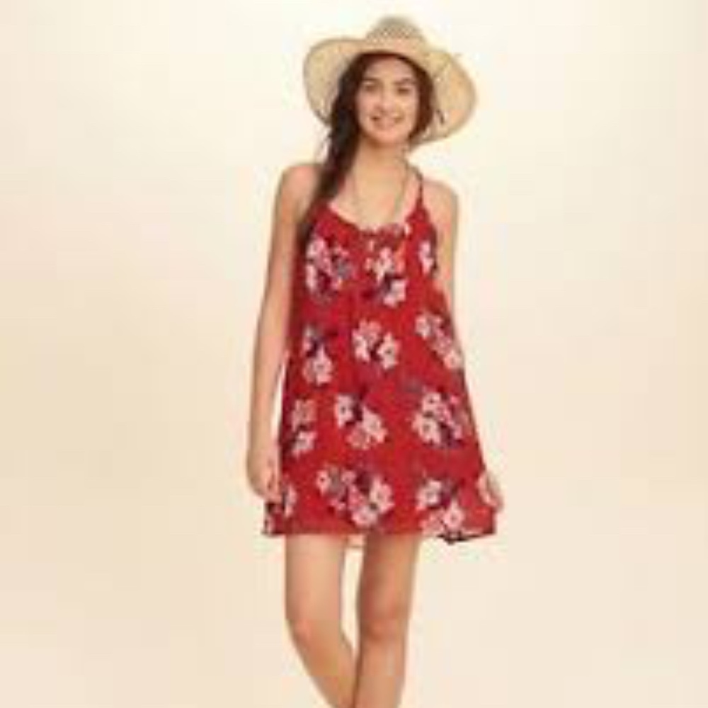 Red Floral Hollister Dress